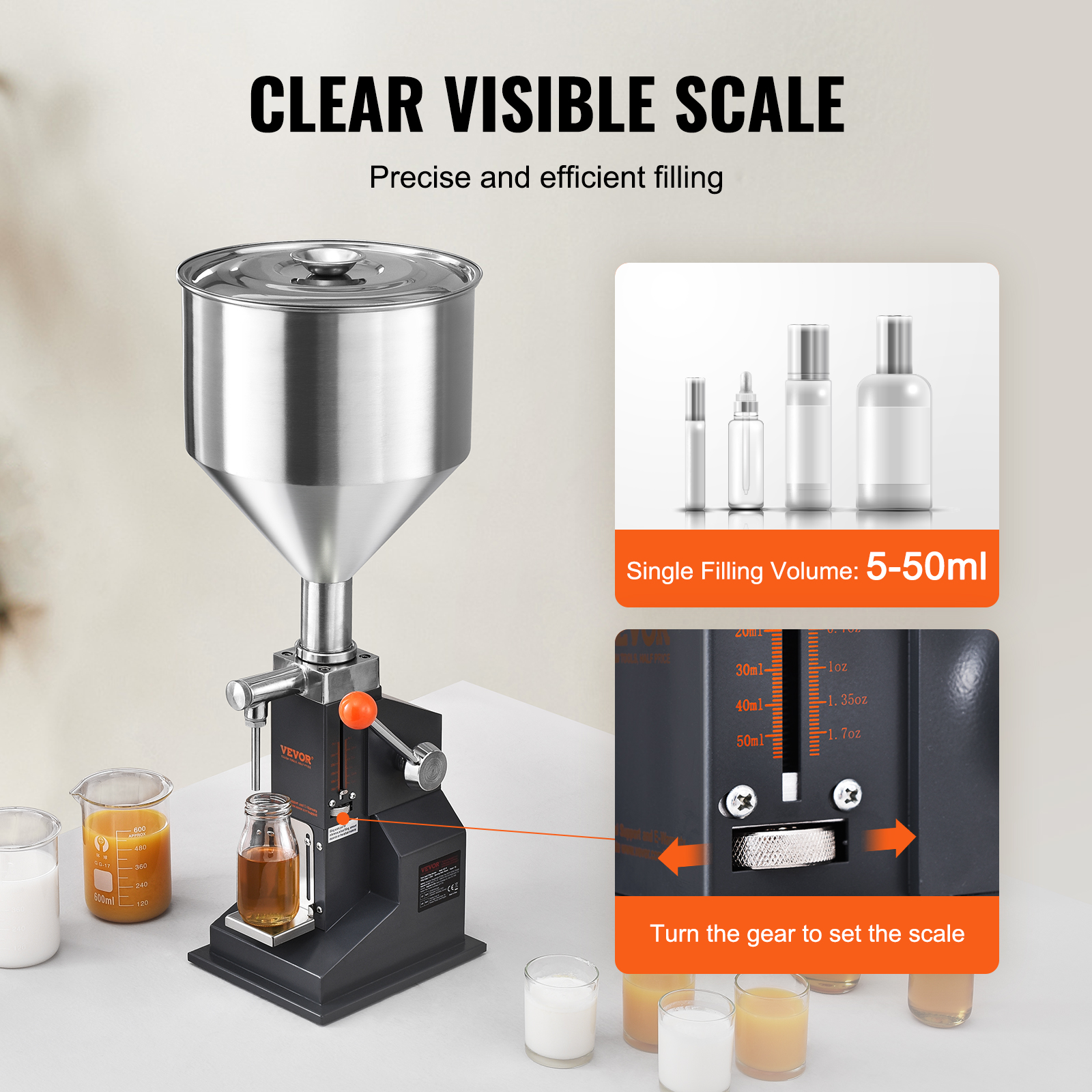 VEVOR Manual/Pneumatic Liquid Filling Machine Oil Paste Bottle Filler 5-50/100ml - Picture 3 of 36