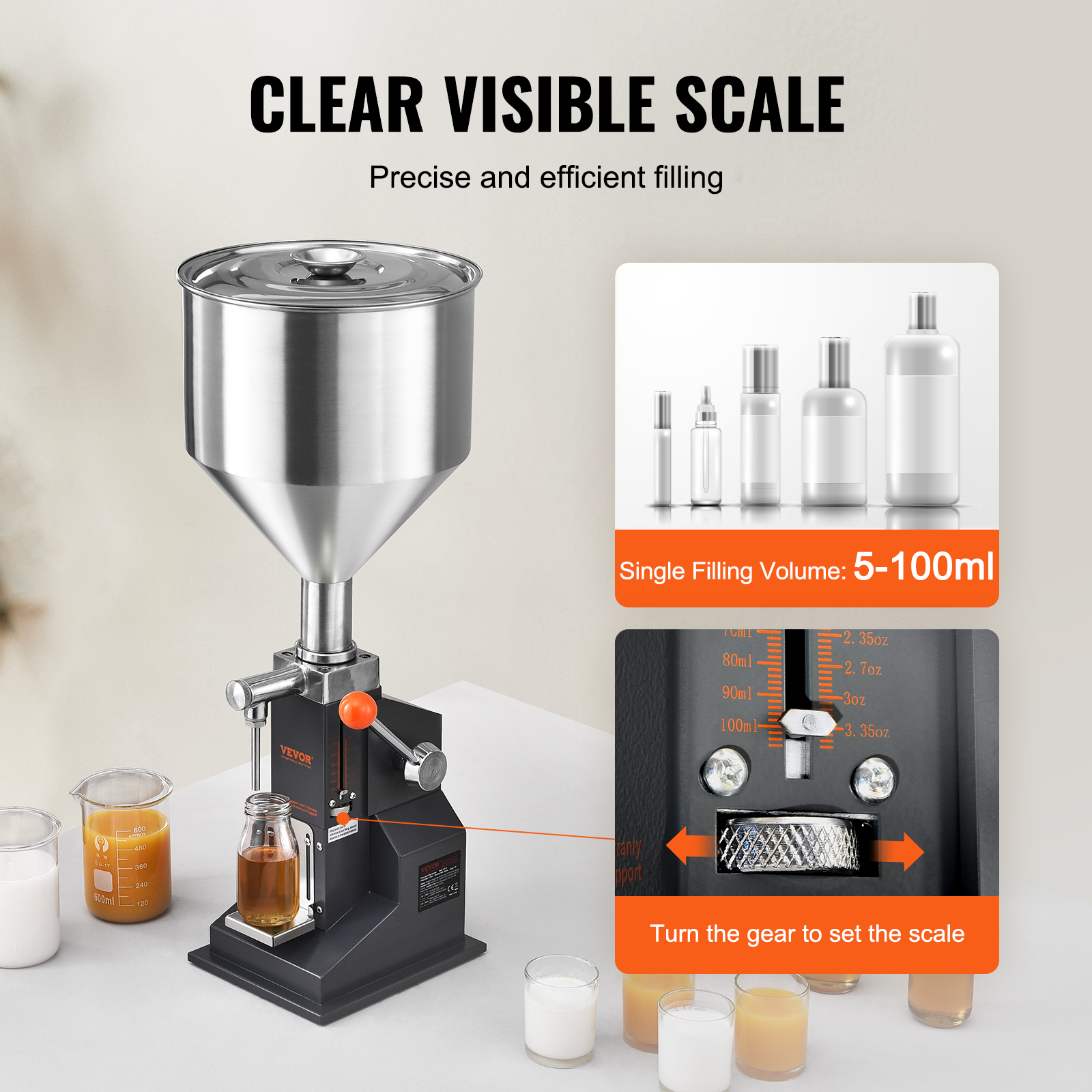 VEVOR Manual/Pneumatic Liquid Filling Machine Oil Paste Bottle Filler 5-50/100ml - Picture 15 of 36