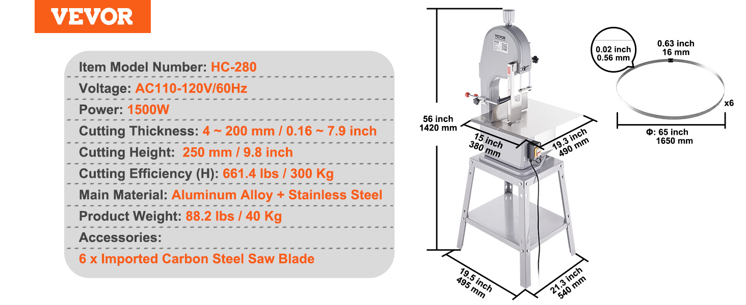 Bone Saw Machine,1500W,Stainless Steel