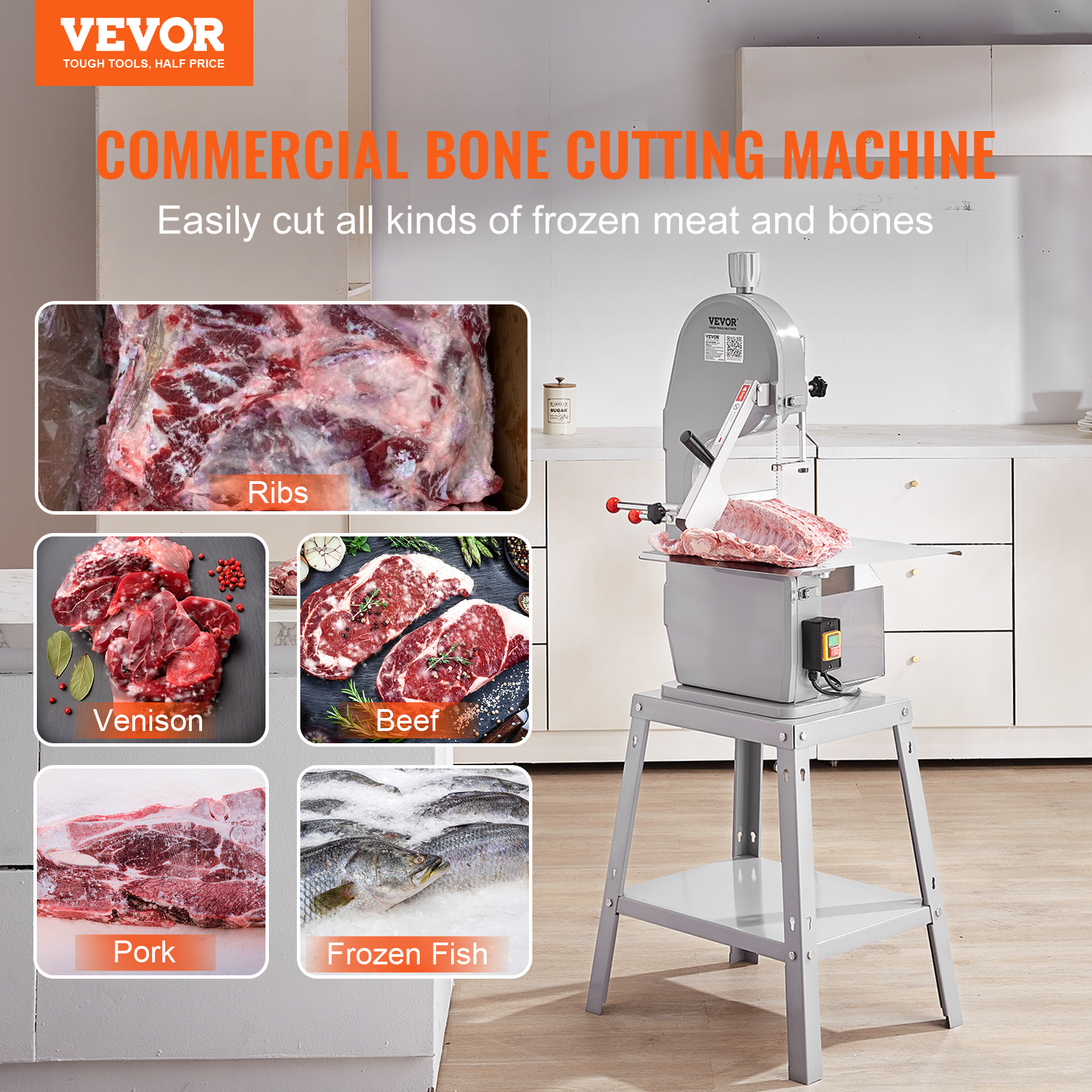 VEVOR 1500W Electric Meat Bone Saw Meat Bone Cutting Band Machine