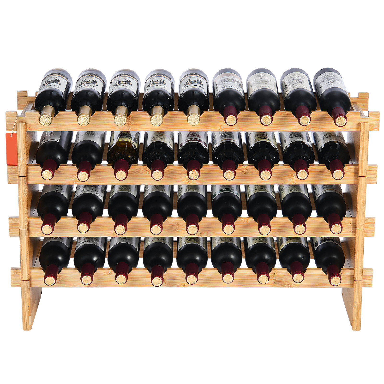 Uimoso 18-72 Bottle Stackable Modular Wine Rack Bamboo Wood 