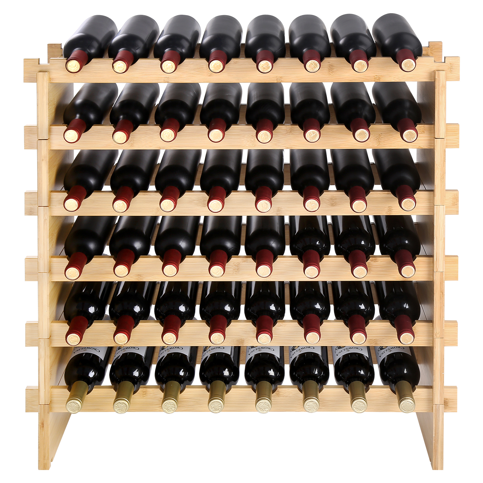 Uimoso 48/72Bottle Stackable Modular Wine Rack Bamboo Wood Display ...