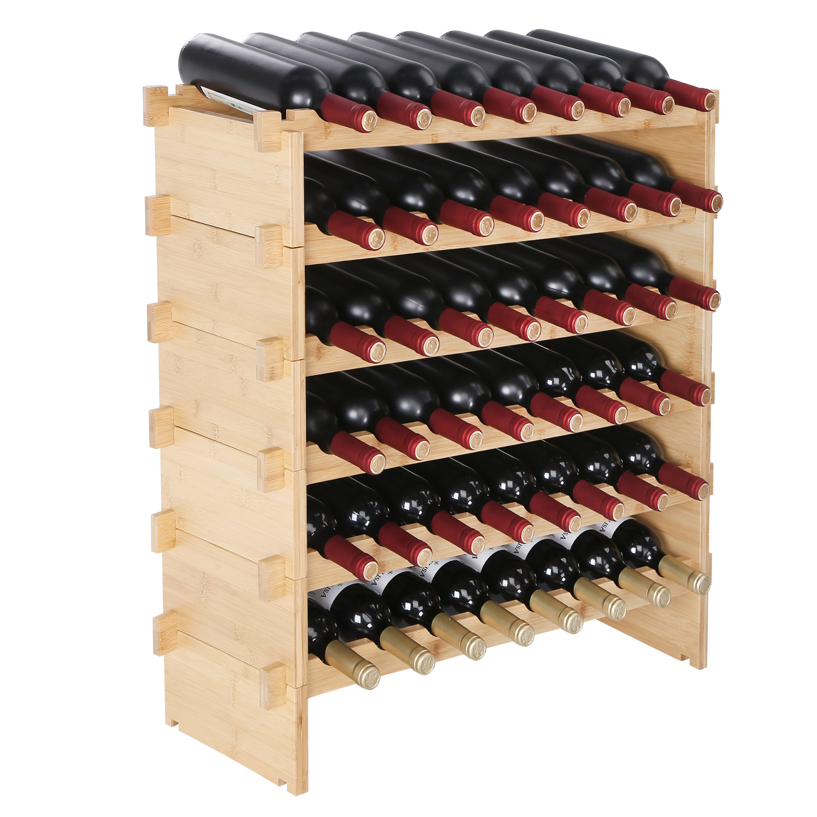 Uimoso 48/72Bottle Stackable Modular Wine Rack Bamboo Wood Display ...