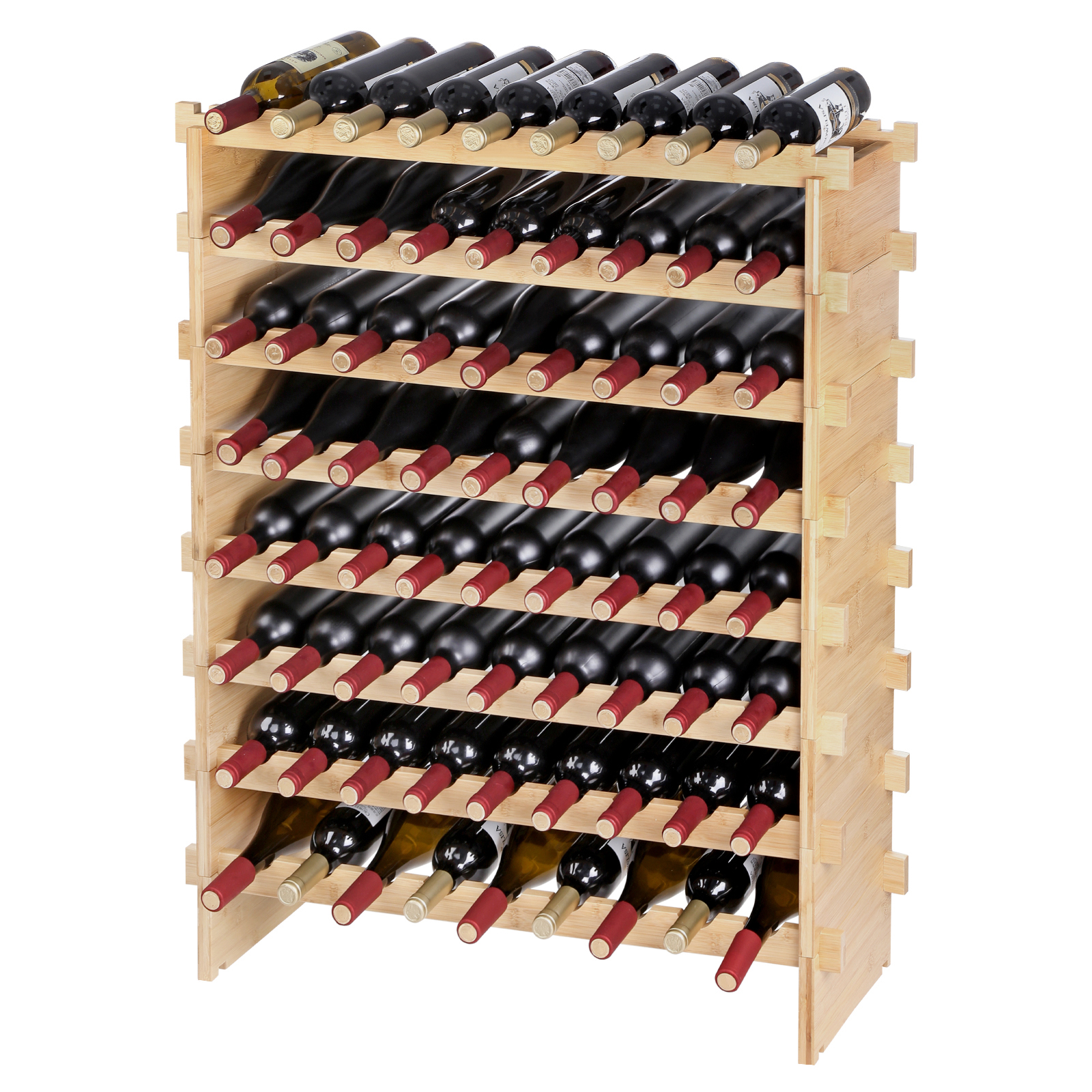 Uimoso 48/72Bottle Stackable Modular Wine Rack Bamboo Wood D