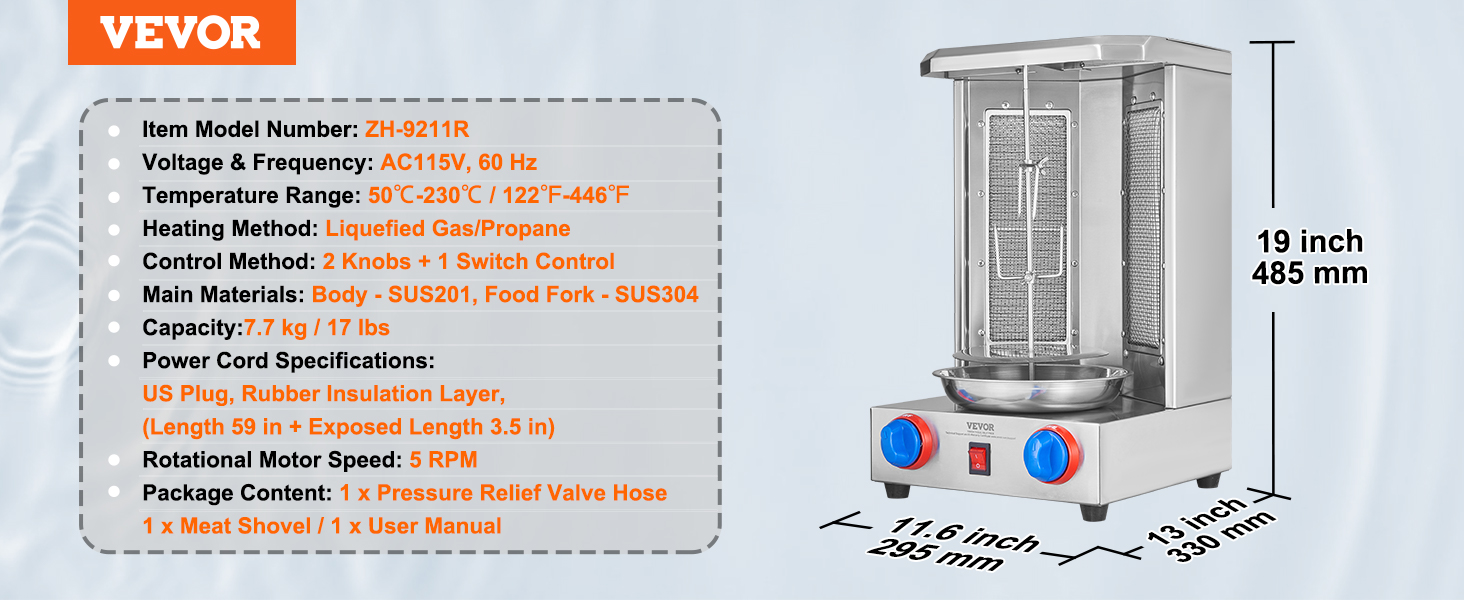 VEVOR Shawarma Grill Machine, 5 Strings of Barbecue Capacity, Chicken  Shawarma Cooker Machine with 2 Burners, Gas Vertical Broiler Gyro Rotisserie  Oven Doner Kebab Machine, for Home Restaurant Kitchen