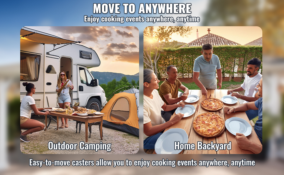 Four à Pizza D'extérieur,VEVOR Four à Bois 12 Pouces,four à Pizza 2 Couches,avec 2 Roues