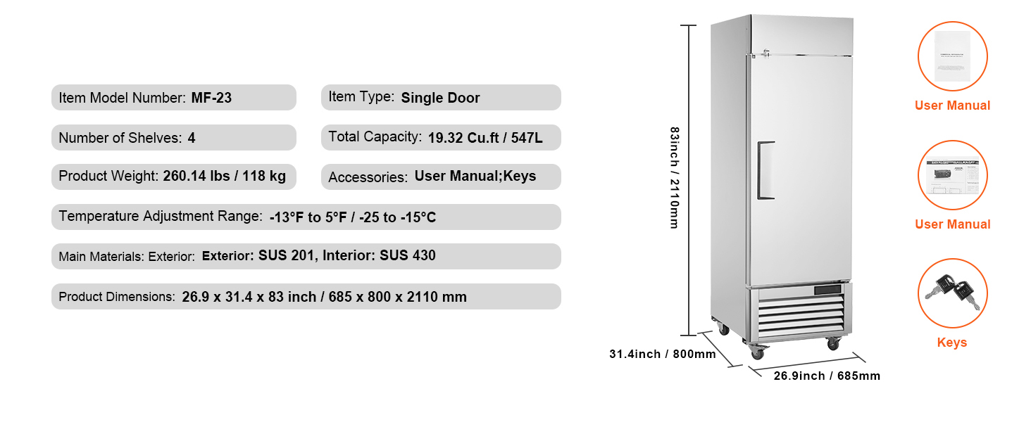 Commercial Freezer, Upright Freezer,Auto-Defrost
