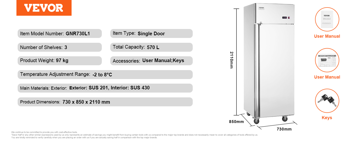 Réfrigérateur Commercial, Armoire Réfrigérée Positive, Dégivrage Automatique