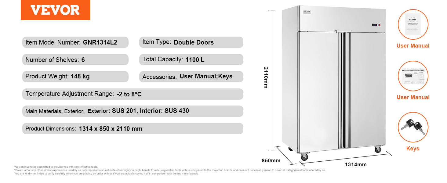 Réfrigérateur Commercial, Armoire Réfrigérée Positive, Dégivrage Automatique