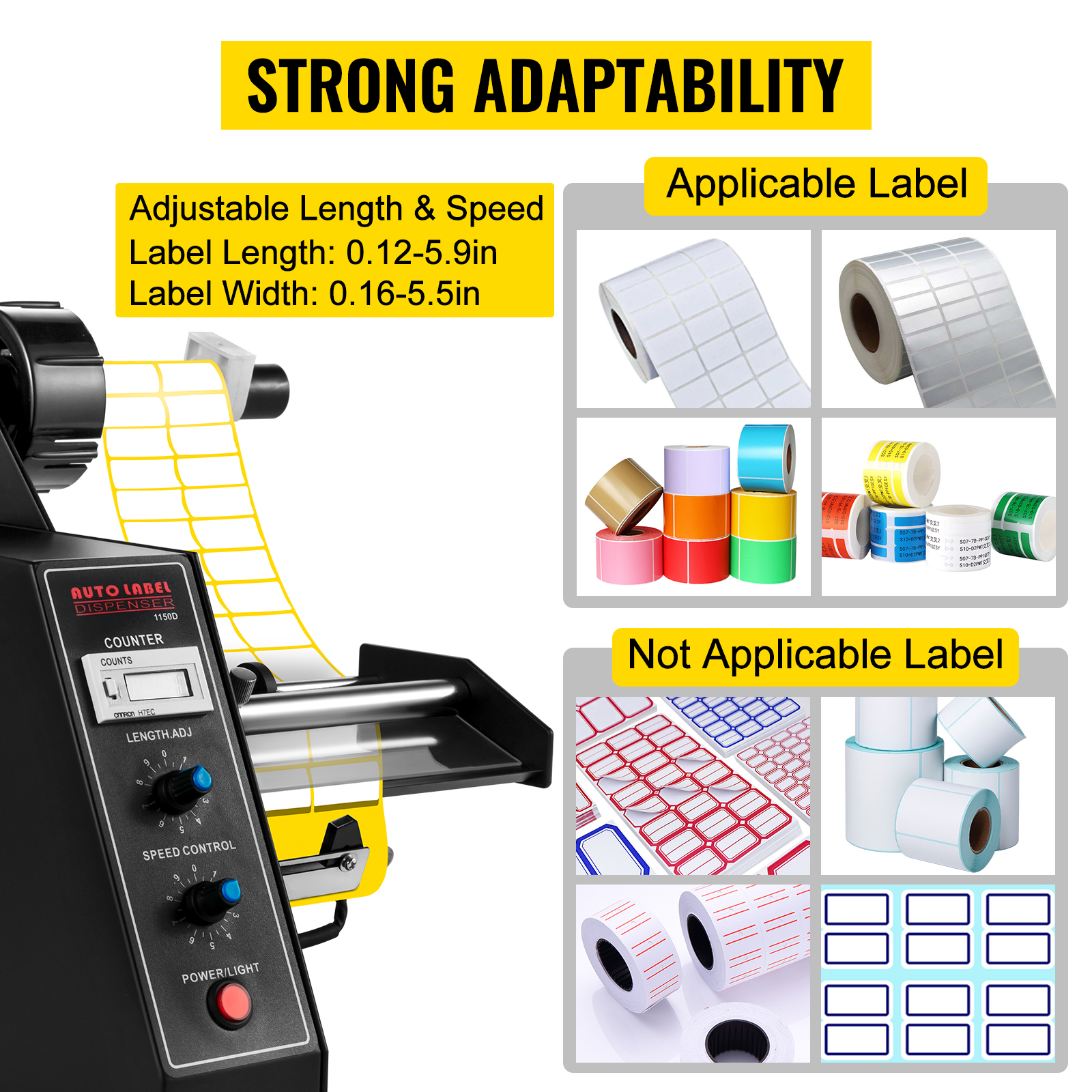 Solid Automatic Label Dispenser Machine Stripper Separating Machine Speed Control 3-10 m/min Protect Function Fast Motor U.S 