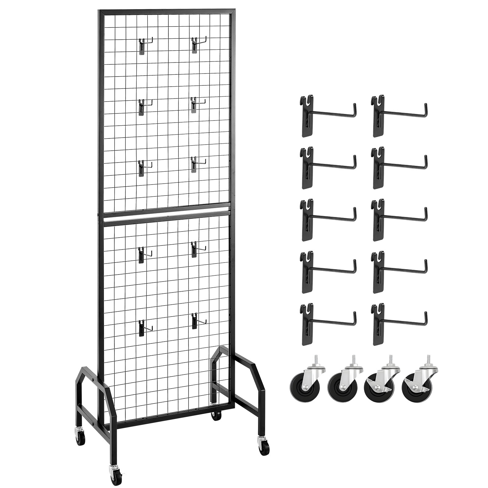 Uimoso 1/2/3 Packs Wire Grid Panel Display Rack with Wheels and Hooks