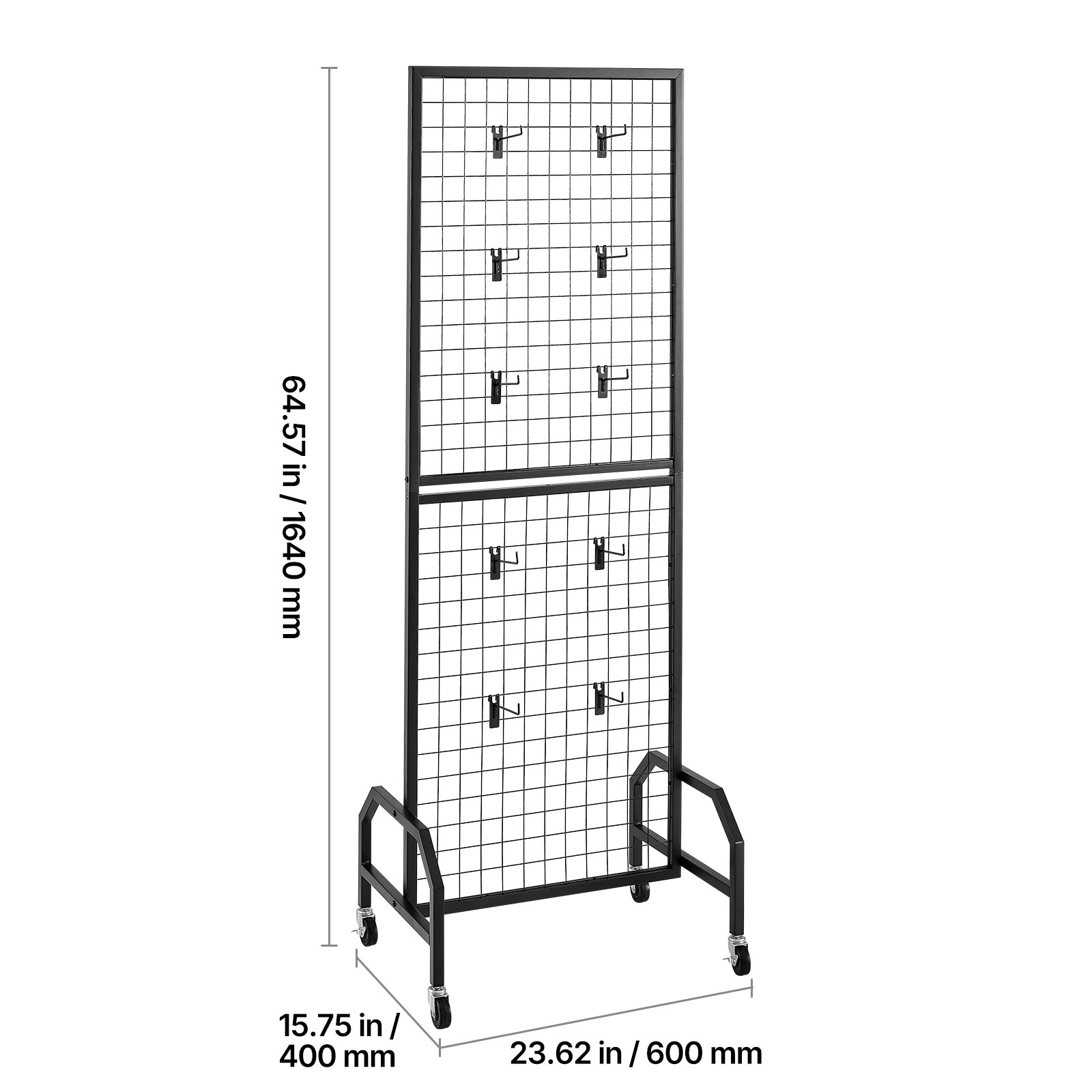 Uimoso 1/2/3 Packs Wire Grid Panel Display Rack with Wheels and Hooks