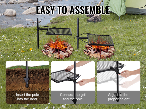 VEVOR Swivel Campfire Grill, Fire Pit Grill Grate over Fire Pits