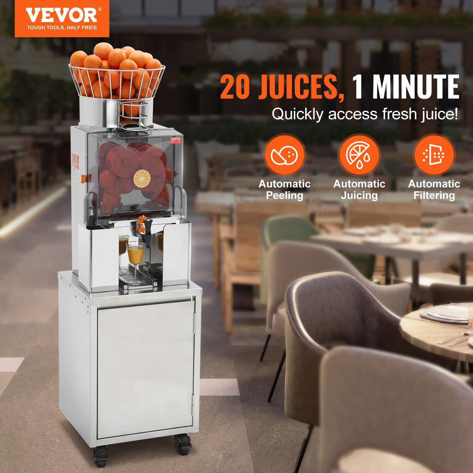 VEVOR Commercial Orange Juicer Machine 120W Juice Squeezer Extractor Filter Box - Picture 52 of 62