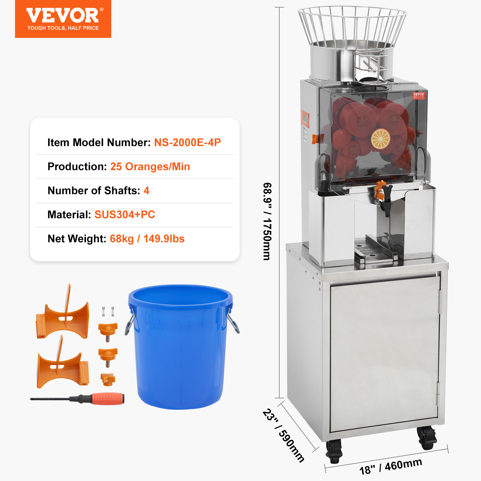 VEVOR Commercial Orange Juicer Machine 120W Juice Squeezer Extractor Filter Box - Picture 57 of 62