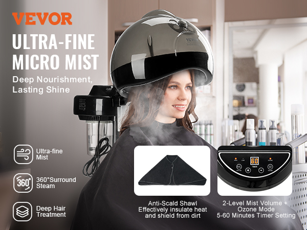 Vaporizador Secadores De Pelo Con Casco VEVOR Vaporizador De Pelo