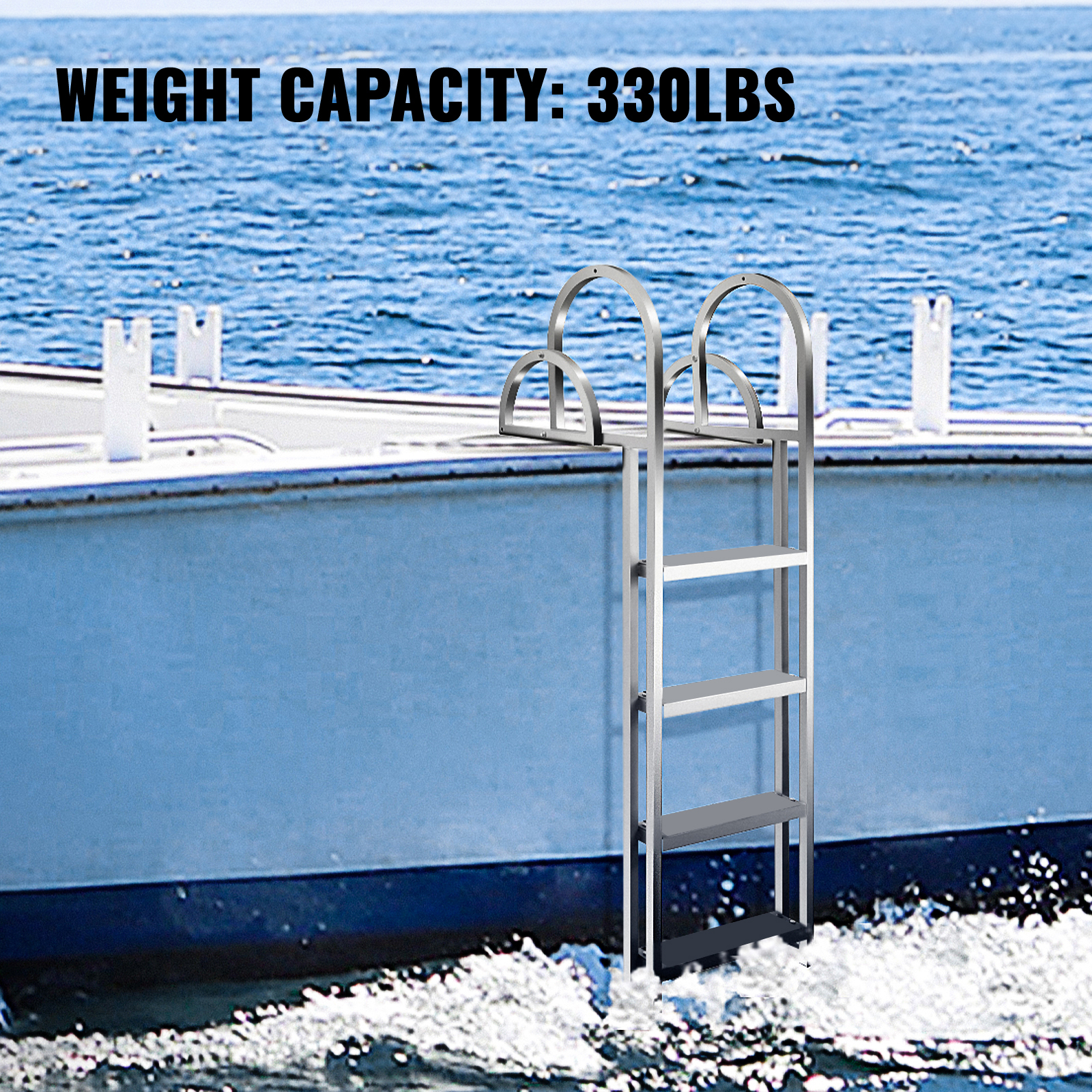 BestEquip Escalera de aluminio para muelle de 3 escalones, escalera de  muelle de barco de 16 pulgadas de ancho, escalera de aluminio para barco