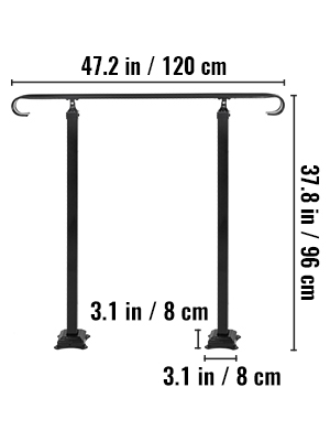 VEVOR лестничные перила 120x13,5x97 см перила для 2-х или 3-х ступенчатых лестниц входные перила стройная высота (до 45 см) и угол (0-52,8°) регулируемые идеально подходят для веранд, входов в сады