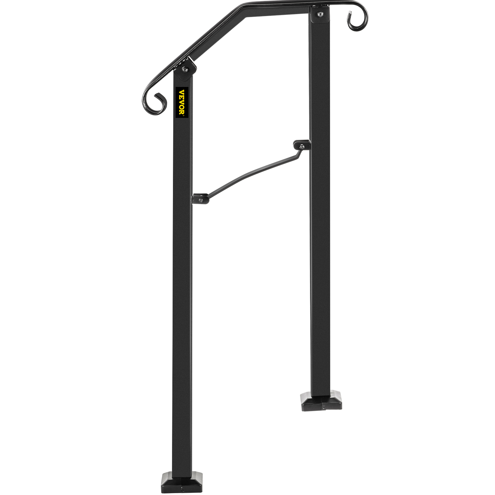 VEVOR Wrought Iron Handrail For 1 to 5 Steps Adjustable Safety Outdoor Handrail - Picture 12 of 134
