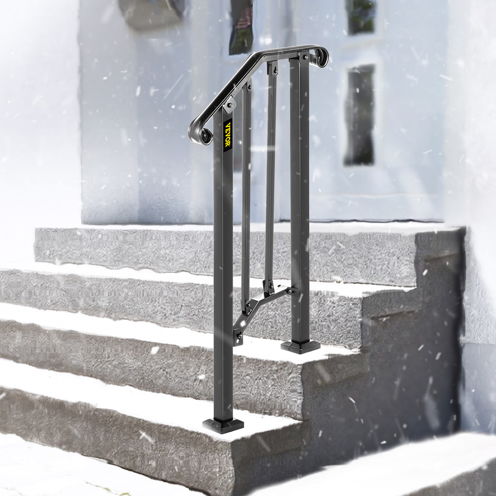 VEVOR Wrought Iron Handrail For 1 to 5 Steps Adjustable Safety Outdoor Handrail - Picture 15 of 134