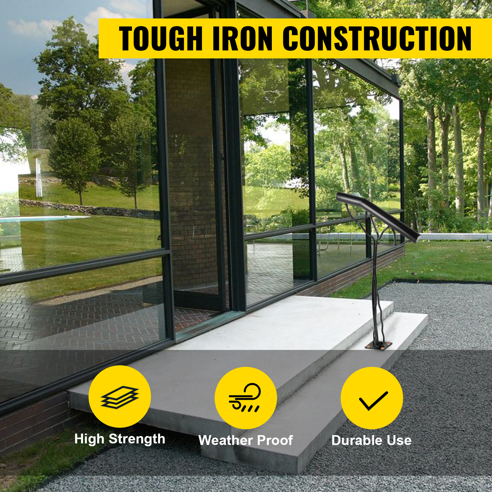 VEVOR 2-Step Single Post Branch-Type Metal Material Stair Hand Rail ...