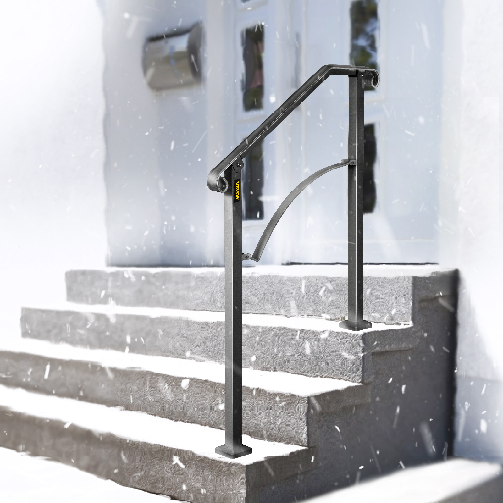 VEVOR Wrought Iron Handrail For 1 to 5 Steps Adjustable Safety Outdoor Handrail - Picture 27 of 134
