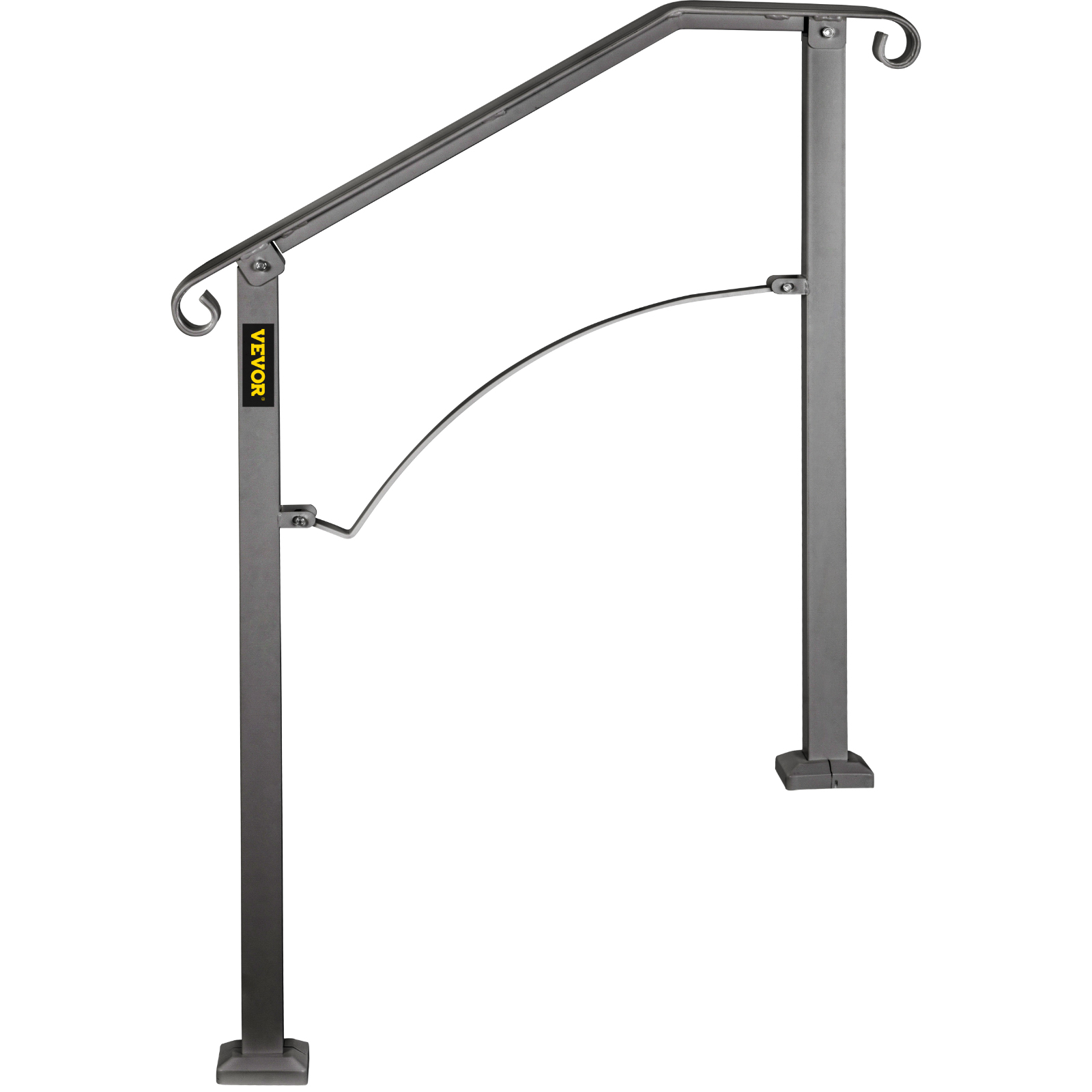 VEVOR Wrought Iron Handrail For 1 to 5 Steps Adjustable Safety Outdoor Handrail - Picture 36 of 134