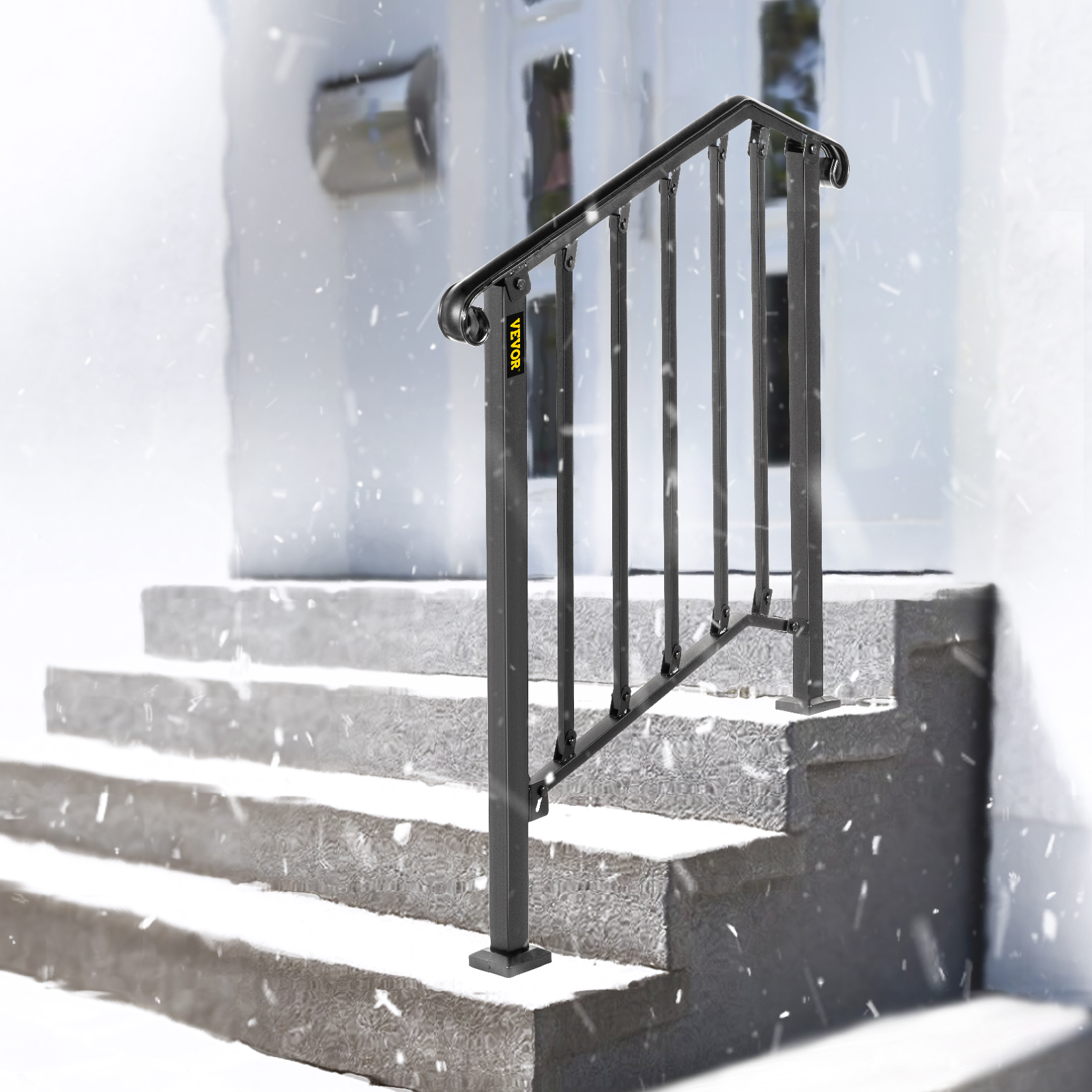 VEVOR Wrought Iron Handrail For 1 to 5 Steps Adjustable Safety Outdoor Handrail - Picture 39 of 134