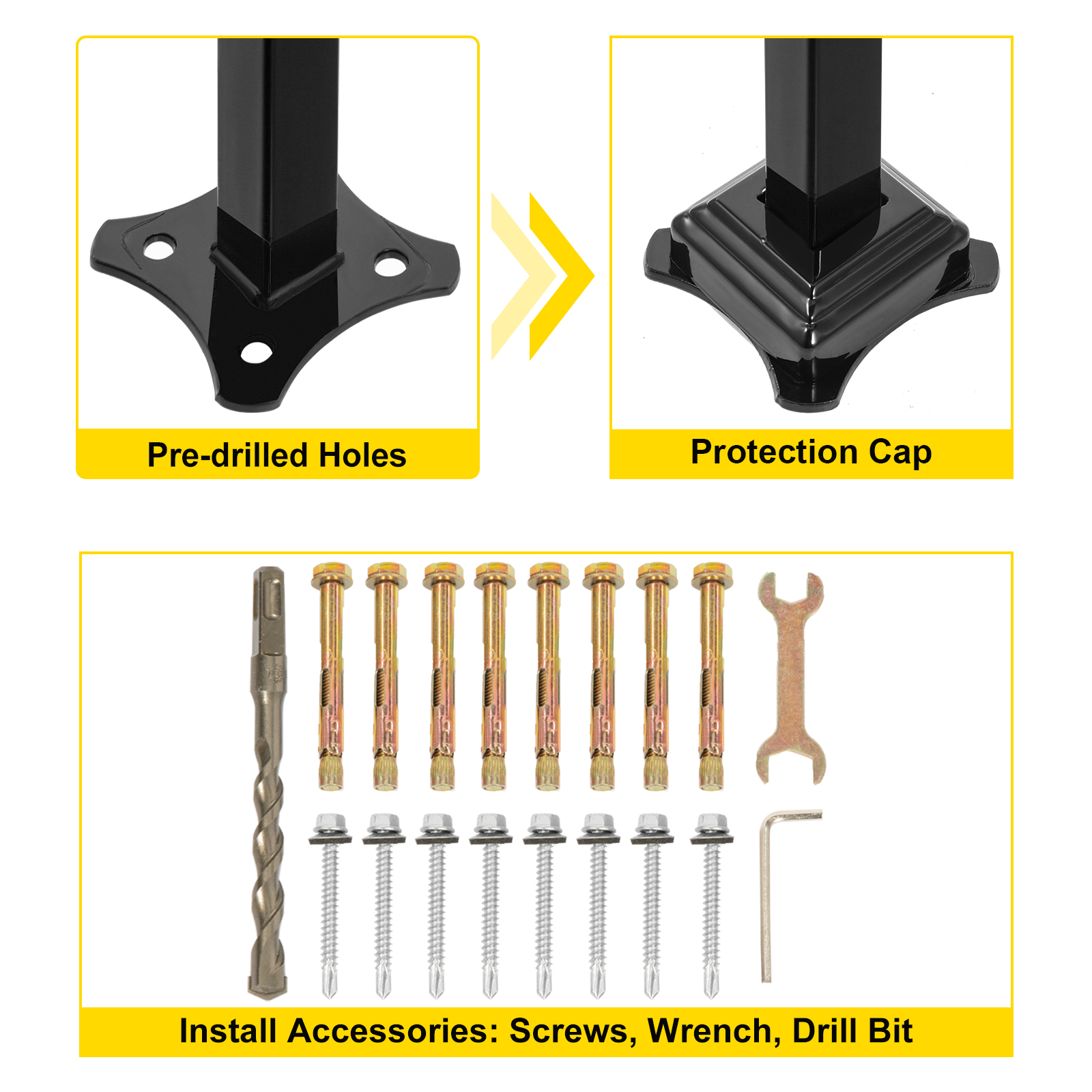 Vevor Wrought Iron Handrail Stair Railing Fit 4 To 6 Steps Adjustable ...