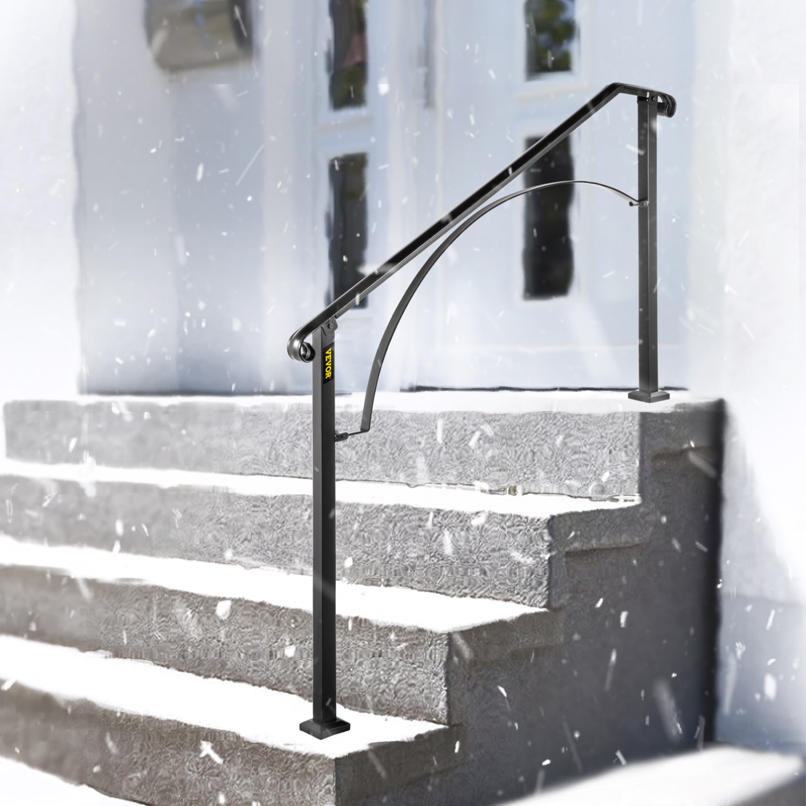 VEVOR Wrought Iron Handrail For 1 to 5 Steps Adjustable Safety Outdoor Handrail - Picture 51 of 134