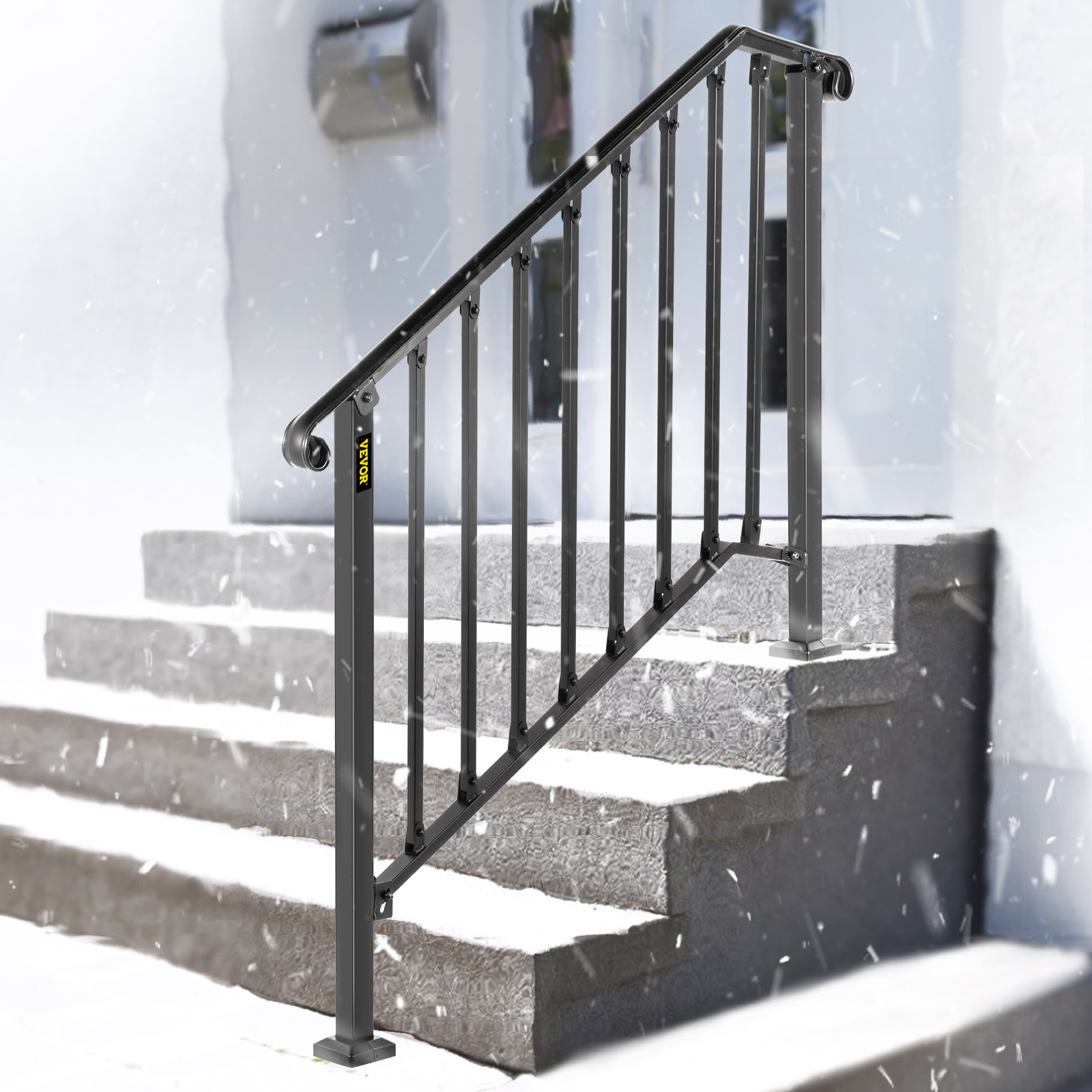 VEVOR Wrought Iron Handrail For 1 to 5 Steps Adjustable Safety Outdoor Handrail - Picture 63 of 134