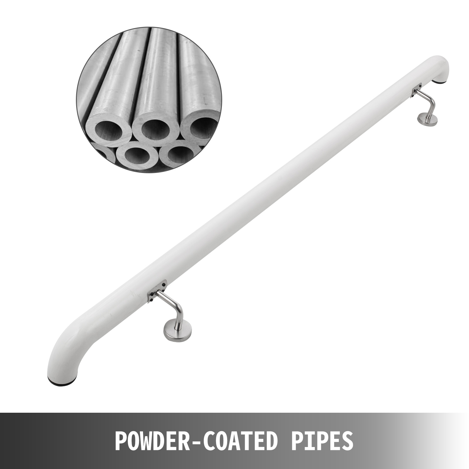 Stair Handrail, Stair Rail, Aluminum Indoor Handrail For Stairs 3ft Length White VEVOR US