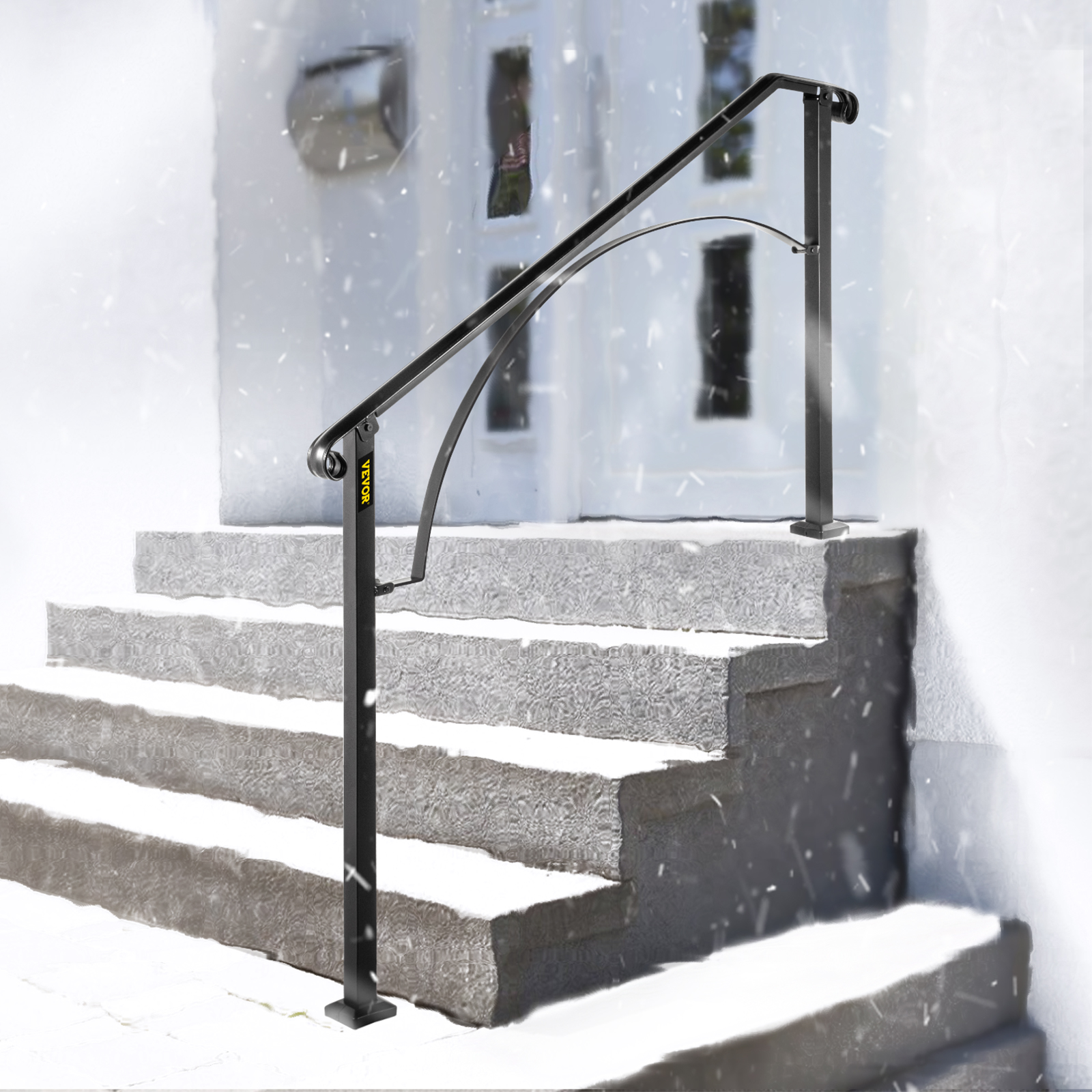 VEVOR Wrought Iron Handrail For 1 to 5 Steps Adjustable Safety Outdoor Handrail - Picture 75 of 134