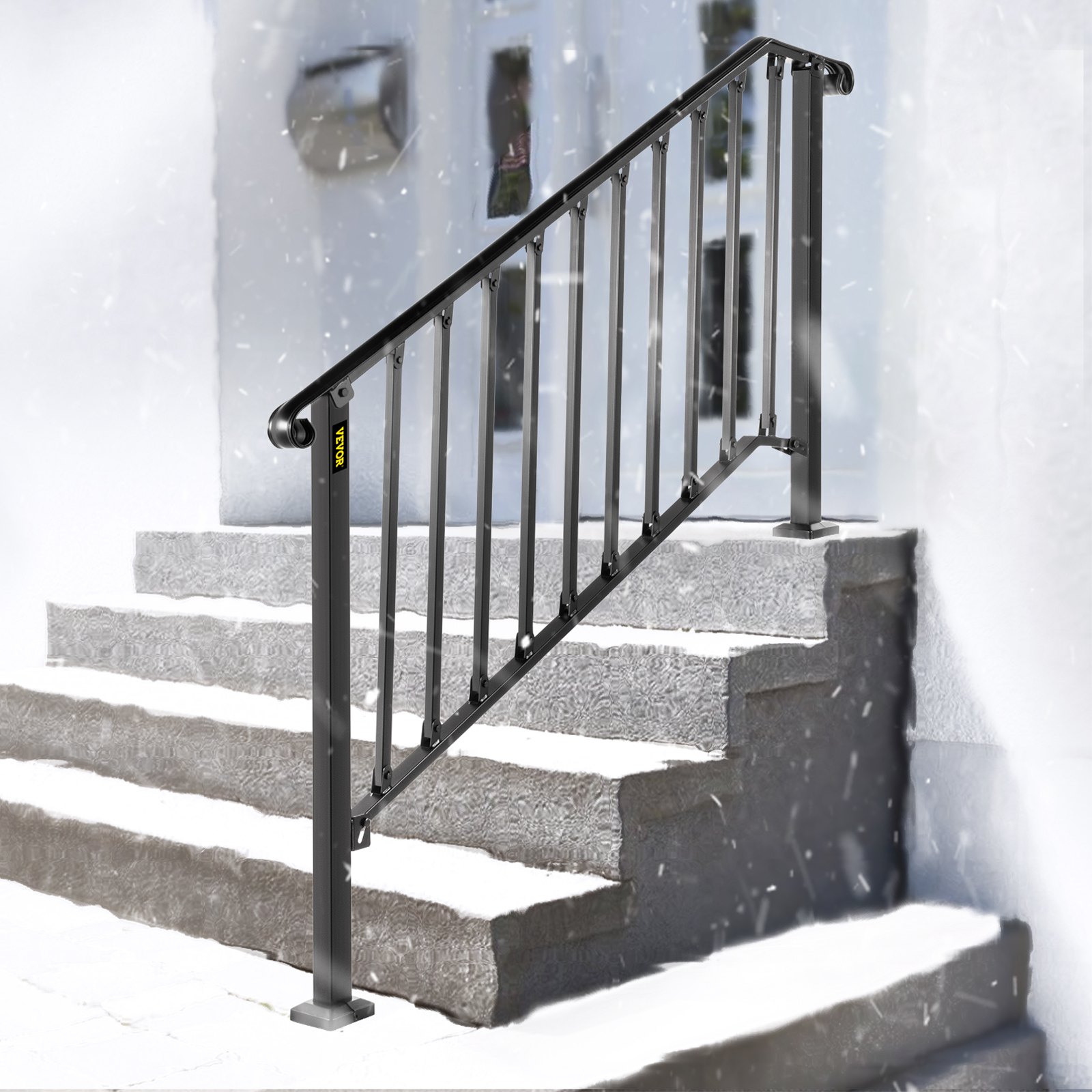 VEVOR Wrought Iron Handrail For 1 to 5 Steps Adjustable Safety Outdoor Handrail - Picture 87 of 134