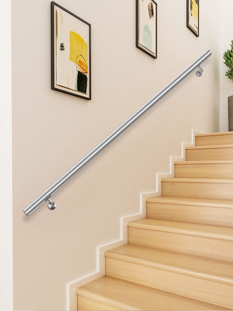 Round Steel Pipes Hand Rails for Indoor Stairs Wall Mount Staircase White 200lbs Load Capacity Stairway Railing Modern Handrails for Stairs Stair Rail Aluminum VEVOR Stair Handrail 4ft Length