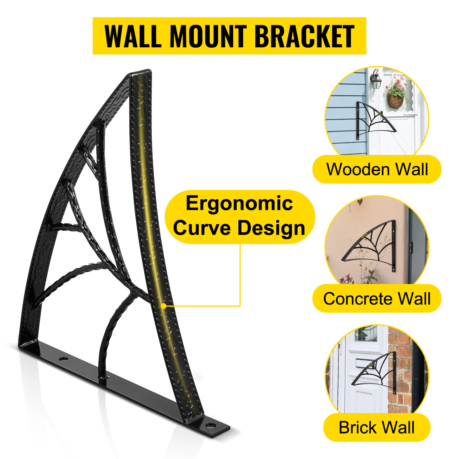 VEVOR Wrought Iron Handrail Wall Mounted Hand Railing, Black | VEVOR US