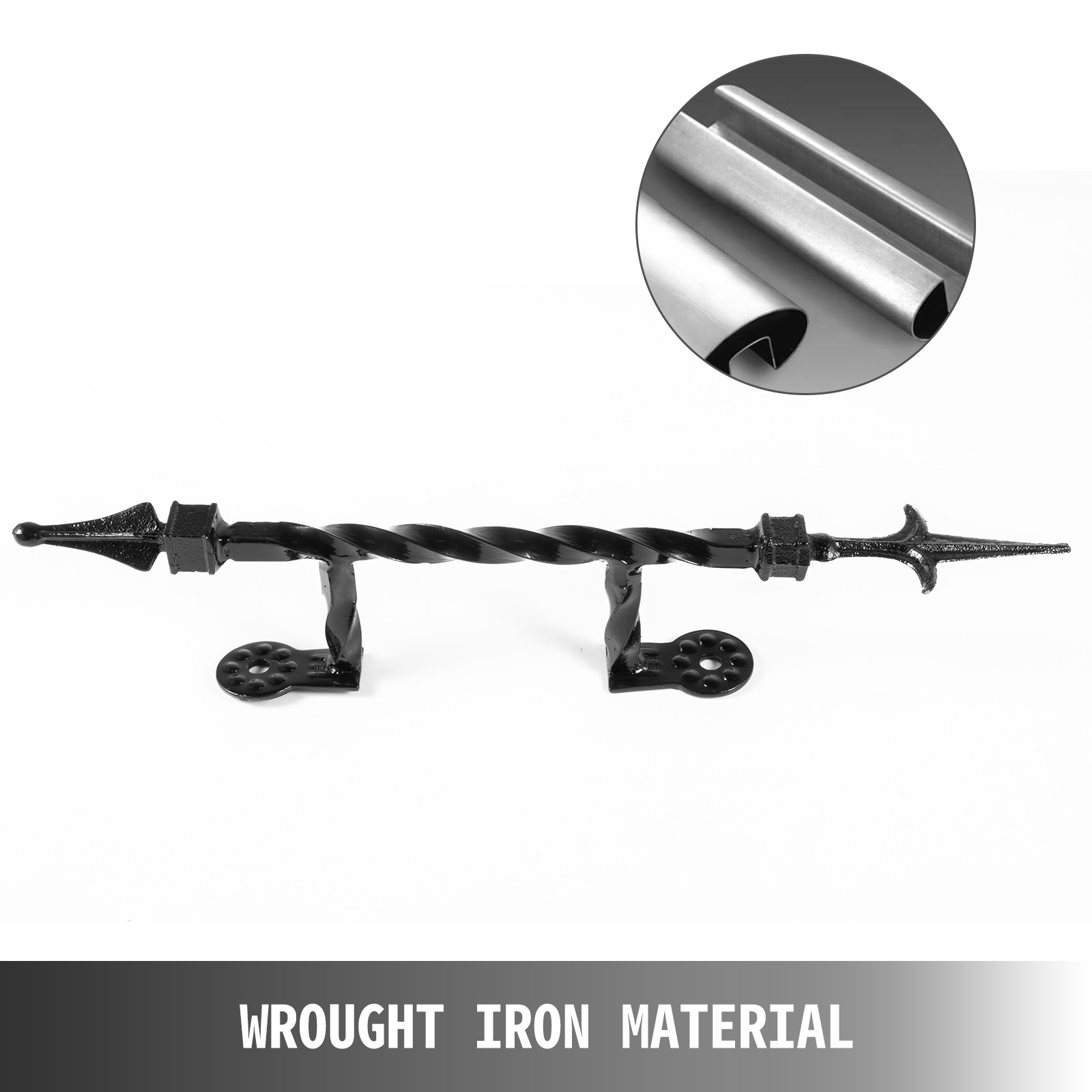 VEVOR Wrought Iron Handrail Wall Mounted Hand Railing Black VEVOR US