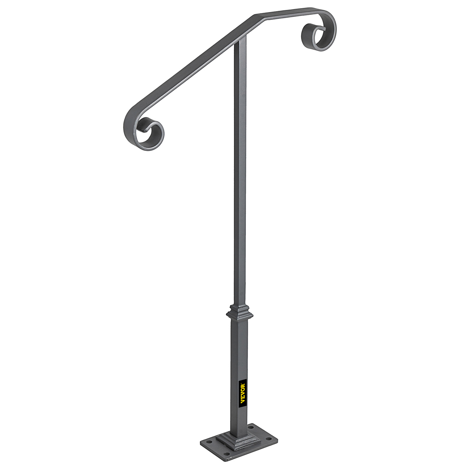 VEVOR Single Post Handrail Wrought Fits 1 or 2 Steps Matte Gray Grab Railing