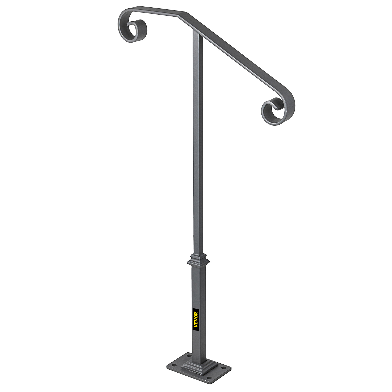 VEVOR Single Post Handrail Wrought Fits 1 or 2 Steps Matte Gray Grab Railing