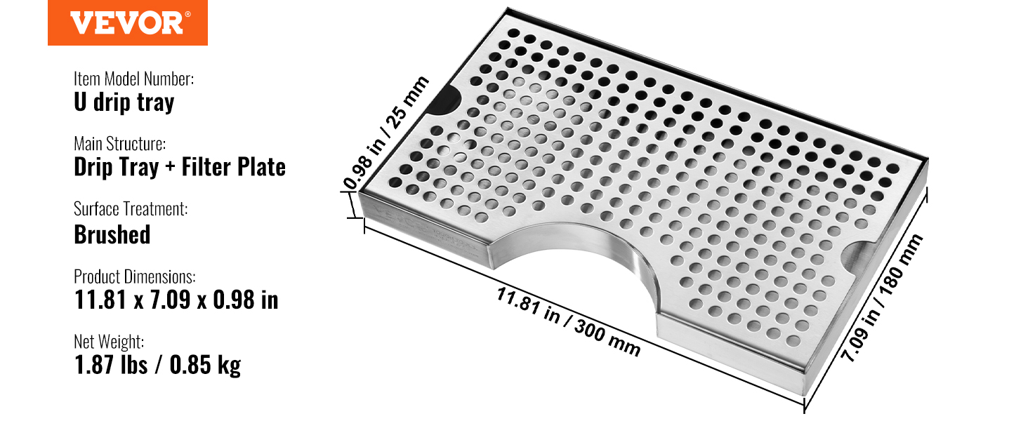 VEVOR Kegerator Beer Drip Tray, 304 Stainless Steel Keg Drip Trays with ...