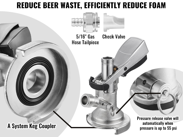 VEVOR Kegerator-Turm-Kit, Einzelzapfhahn-Bierumrüstsatz, Edelstahl-Fass