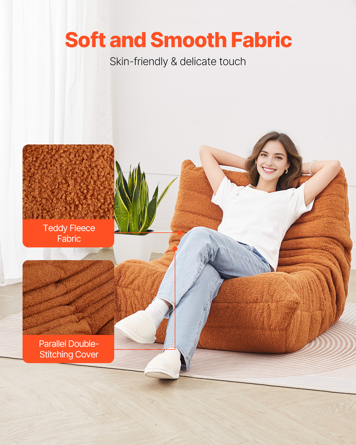 Bean Bag Chair with Armrests and Storage Pocket/Removable Cover & Dutch Velvet - Picture 53 of 62