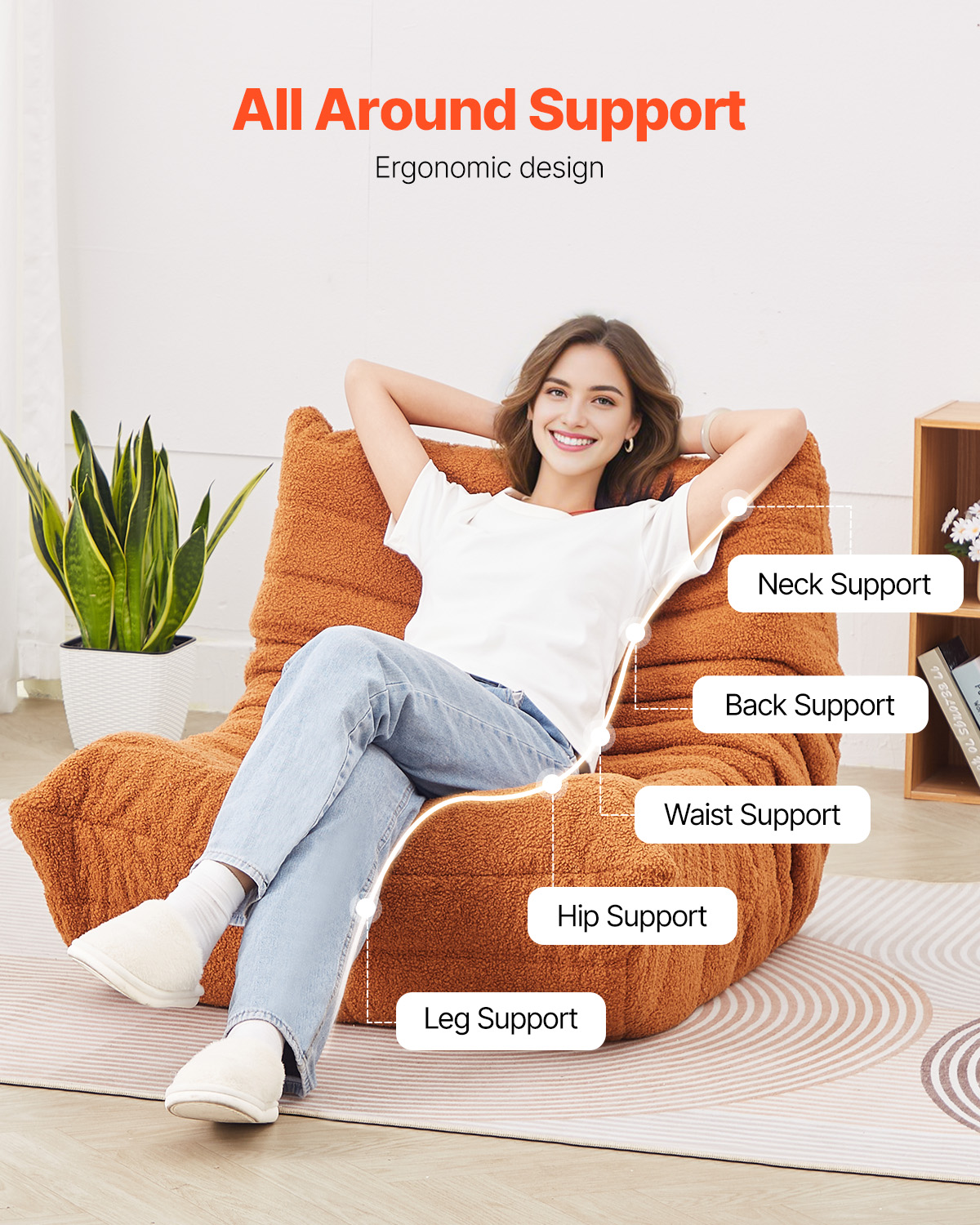 Bean Bag Chair with Armrests and Storage Pocket/Removable Cover & Dutch Velvet - Picture 54 of 62