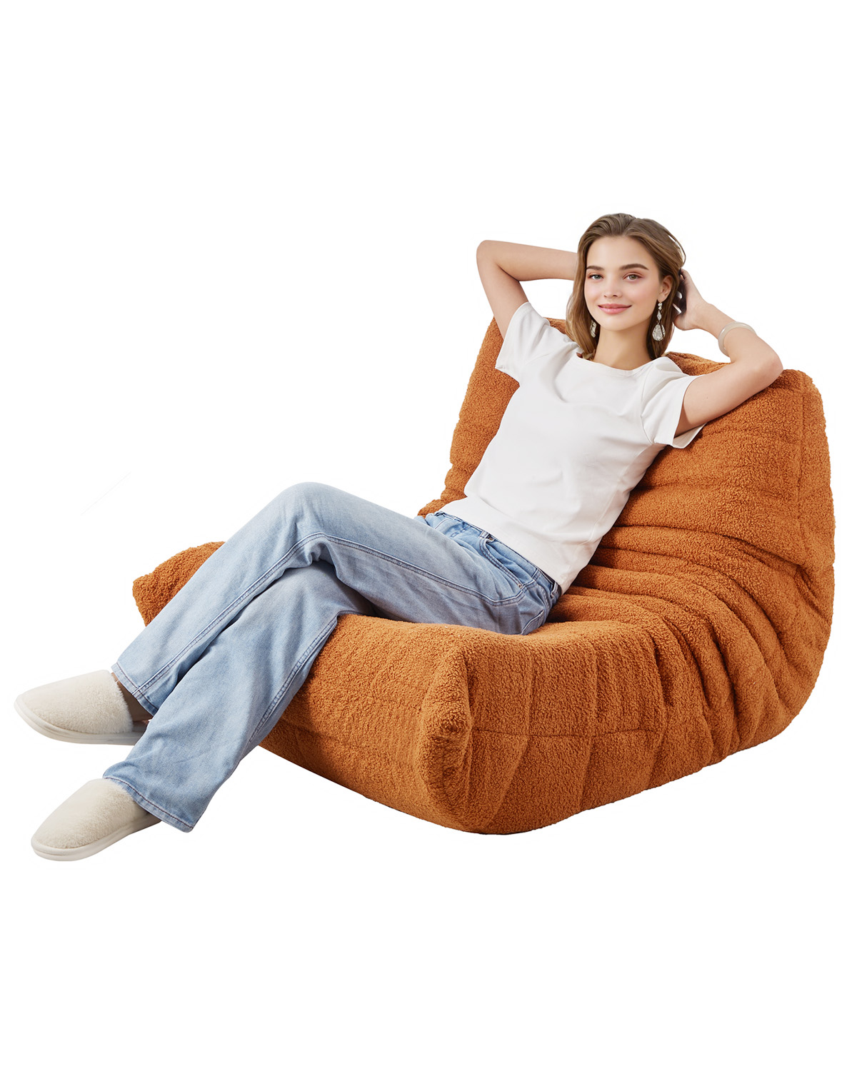 Bean Bag Chair with Armrests and Storage Pocket/Removable Cover & Dutch Velvet - Picture 51 of 62