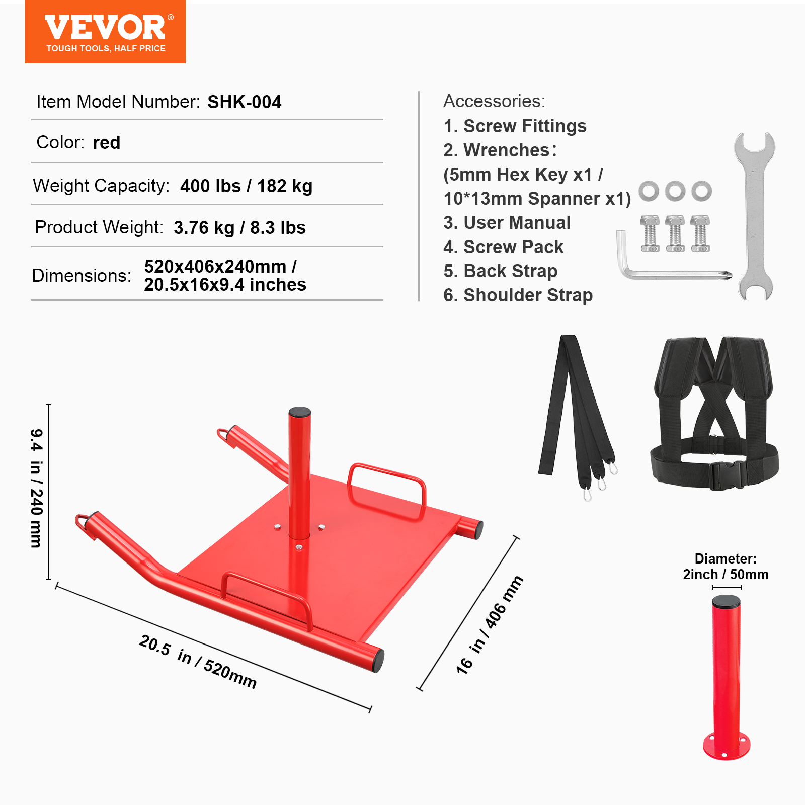 VEVOR Weight Power Pull Push Sled Fitness Strength Speed Resistant Training Sled - Picture 21 of 86