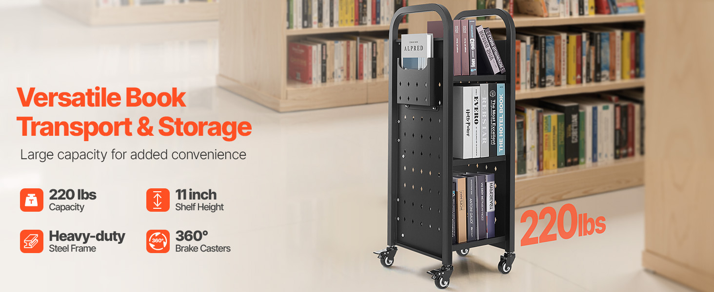 book cart 3 tier storage design