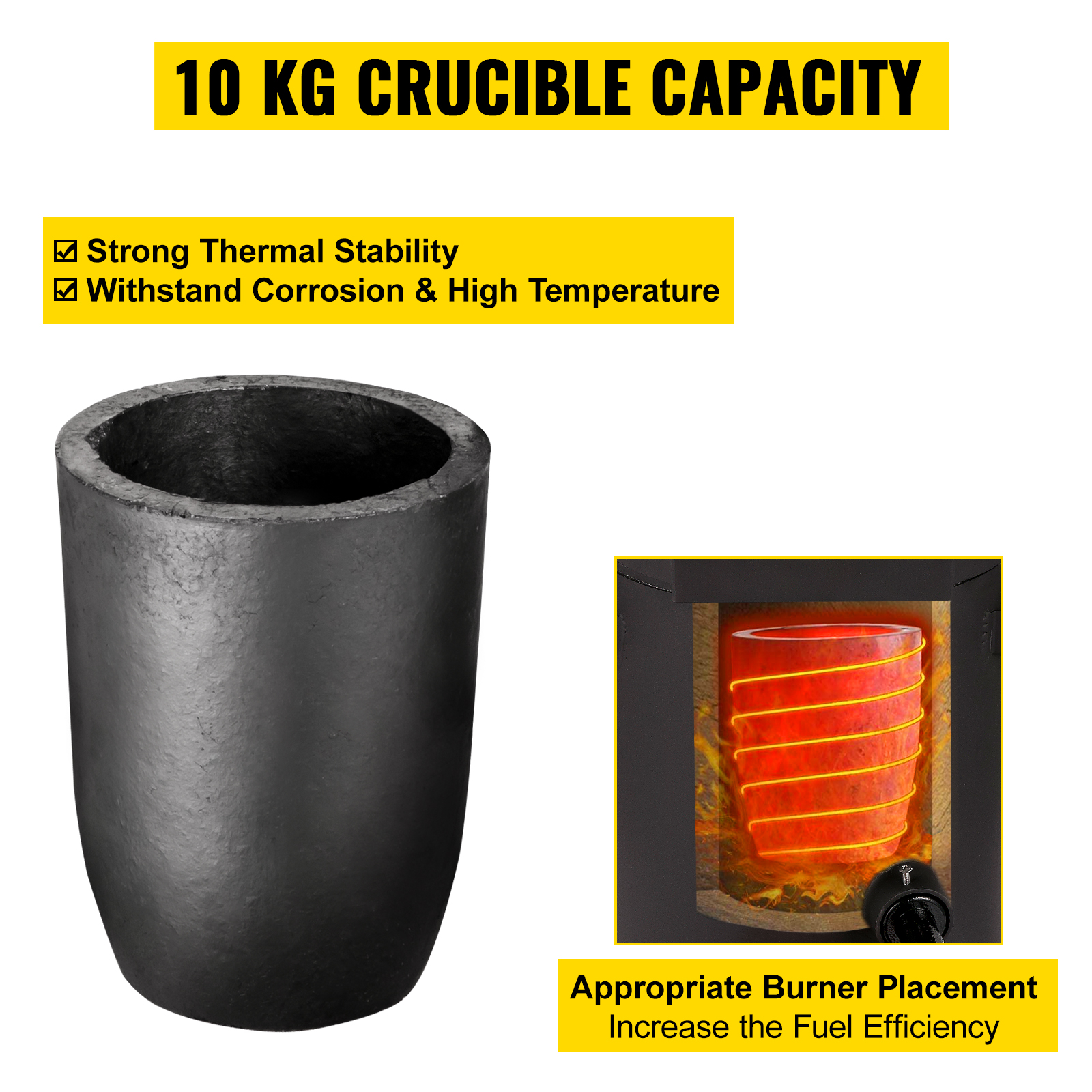 VEVOR High Purity Graphite Crucible, 3 kg Graphite Furnace, Double