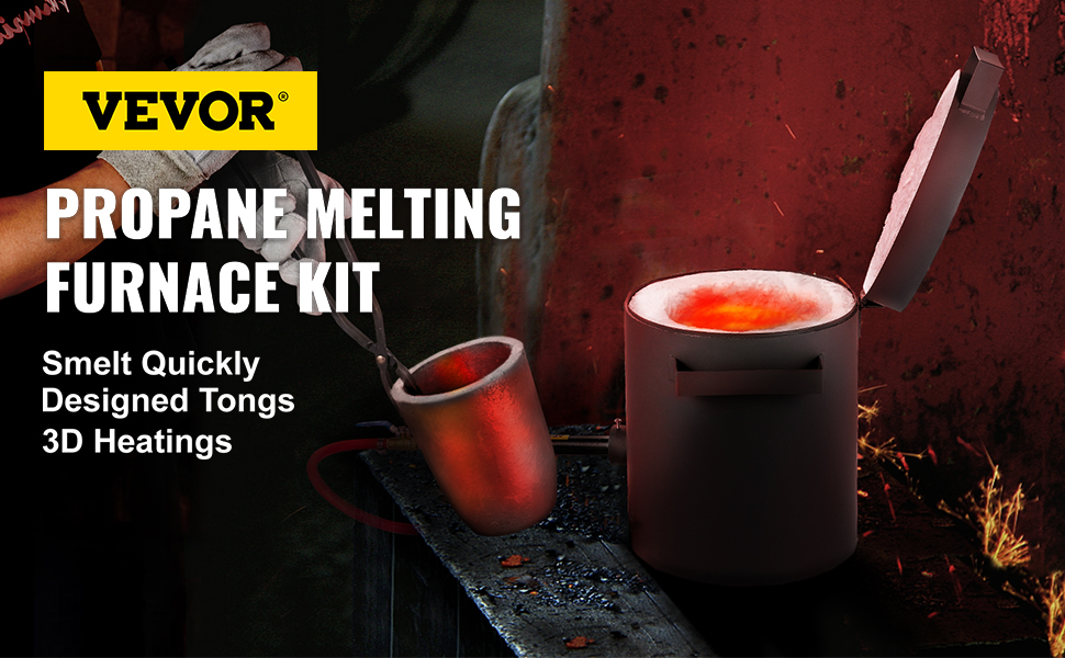 6KG Propane Melting Furnace Kit - Smelting Furnace Kit with Crucibles for  Melting Metal, Tongs & Gloves, Ingot Mold for Gold Silver Copper Brass