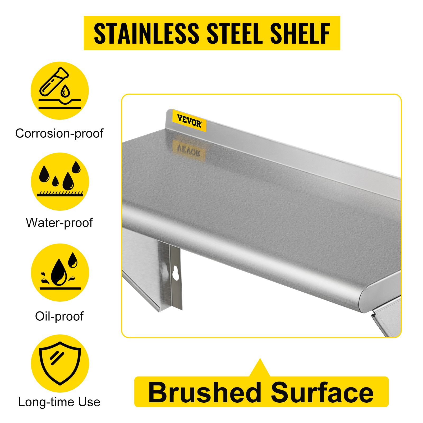 HUBERT® 18 Gauge Stainless Steel Wall Shelf - 24L x 12W