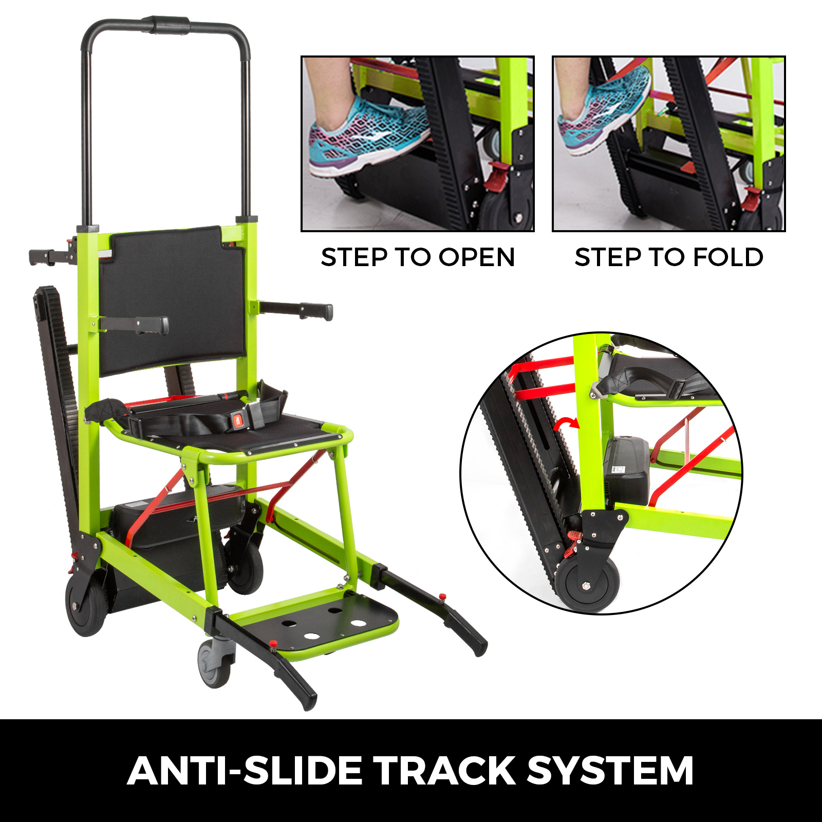 Chaise d'escalier pliable motorisée pour fauteuil roulant d'escalade Chaise  élévatrice d'escalier Chaise d'escalier d'évacuation mobile légère pour